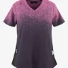 Koi Basics Cali Ombre Heather Azalea Pink/ Charcoal V-Neck Print Scrub Top