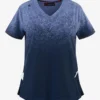 Koi Basics Cali Ombre Heather Galaxy/ Navy V Neck Print Scrub Top