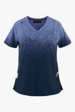 Koi Basics Cali Ombre Heather Galaxy/ Navy V Neck Print Scrub Top