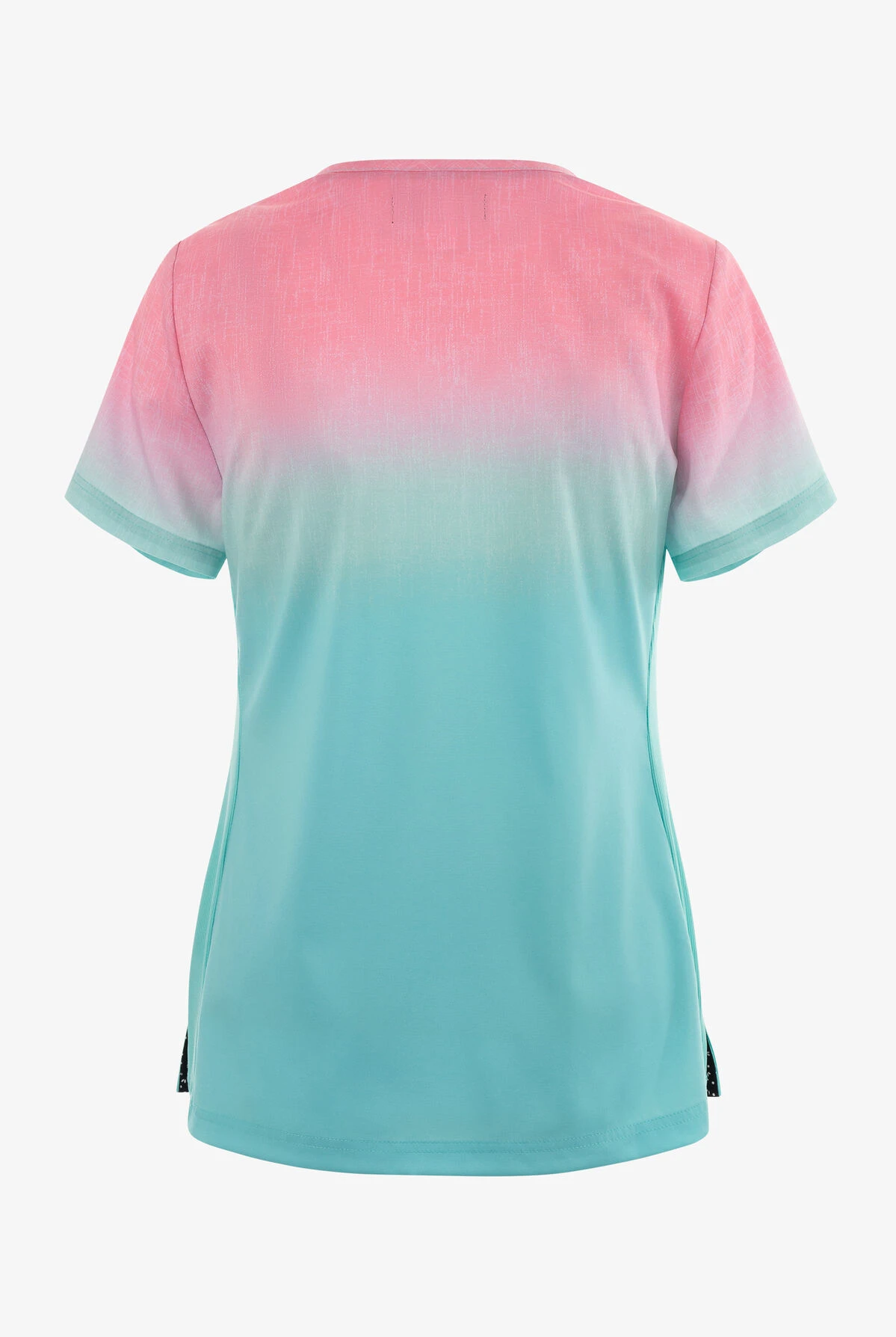 UA Exclusive Koi Basics HeatherPink/Sage/Mint Ombre Women's 2-Pocket STRETCH V-Neck Print Scrub Top - Image 2