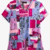 Koi Basics Bandana Women's 2-Pocket V-Neck Print Scrub Top