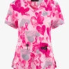 Koi Basics Paisley Hearts Awareness Women's 2-Pocket STRETCH V-Neck Print Scrub Top