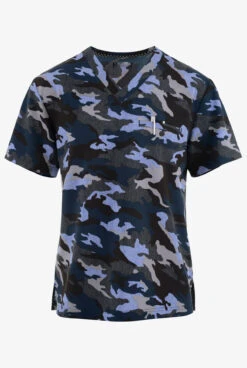Koi Next Gen Heathered Camo Men's 1-Pocket STRETCH V-Neck Print Scrub Top
