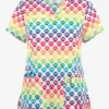 UA Exclusive Maevn Puppy Rainbow Paws Women's 3-Pocket V-Neck Print Scrub Top