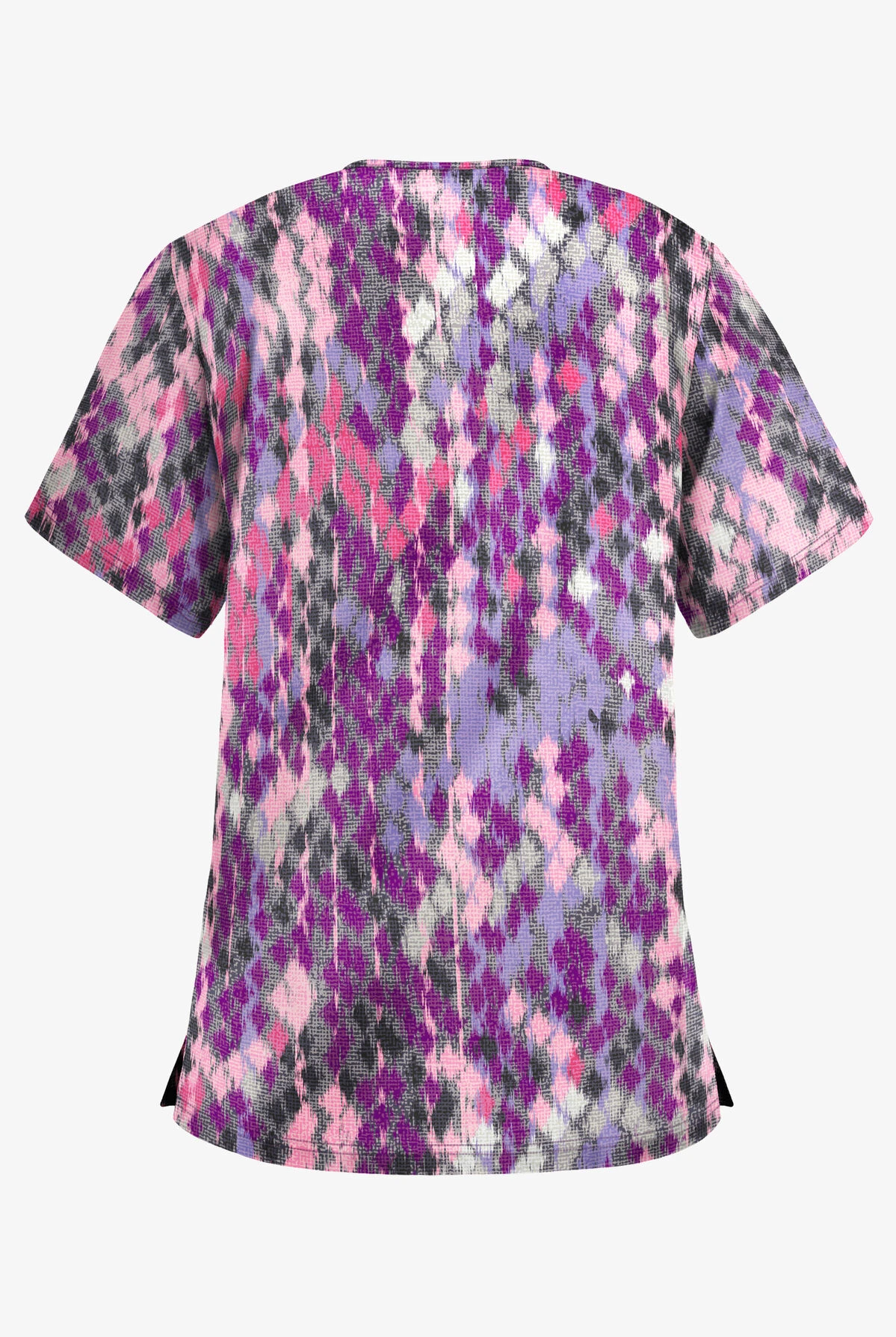 UA Best Buy Antik Ikat Eggplant Women's 3-Pocket V-Neck Print Scrub Top - Image 2