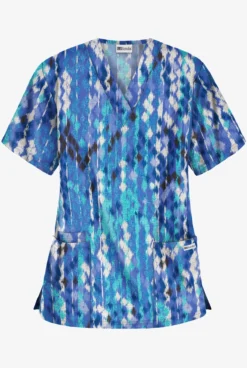 UA Best Buy Antik Ikat Royal Women's 3-Pocket V-Neck Print Scrub Top