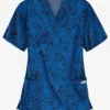 UA Best Buy Enchanting Paisley Navy Women's 3-Pocket V-Neck Print Scrub Top