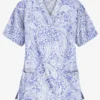 UA Best Buy Enchanting Paisley Ceil Women's 3-Pocket V-Neck Print Scrub Top