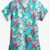 UA Garden Paradise Turquoise Women's 3-Pocket V-Neck Print Scrub Top
