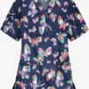 UA Best Buy Butterfly Dance Navy Women's 3-Pocket V-Neck Print Scrub Top