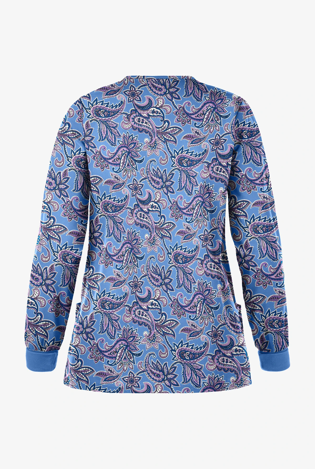 Butter-Soft Baku Paisley Ceil Women's 2-Pocket Warm Up Print Scrub Jacket - Image 2