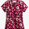 Tasha & Me Midflor Women's 2-Pocket V-Neck Print Scrub Top