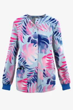 Butter-Soft Originals Aloha Breeze Morning Dew Women's 3-Pocket Warm-Up Printed Scrub Jacket