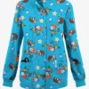 Butter-Soft Originals Nap Time Turquoise Women's 3-Pocket Warm-Up Printed Scrub Jacket