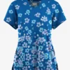 Butter-Soft Originals Boho Floral Royal Women's 2-Pocket Scallop Neck Printed Scrub Top