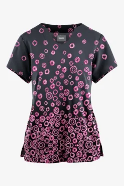 Butter-Soft Originals Jakarta Border Pewter Women's 2-Pocket Scallop Neck Printed Scrub Top