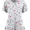 Butter-Soft Originals Summer Starburst Women's 3-Pocket Criss Cross Printed Scrub Top 
