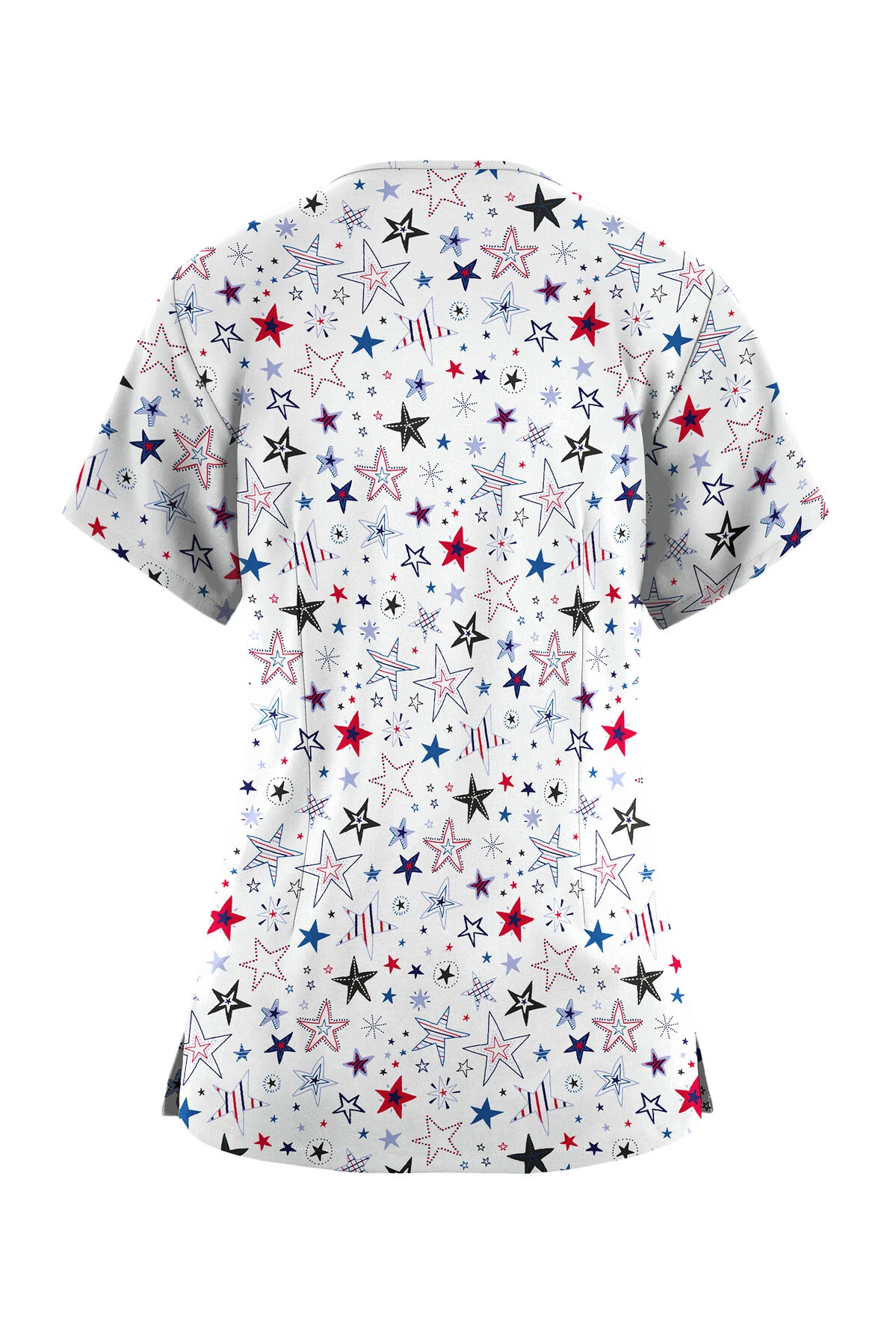 Butter-Soft Originals Summer Starburst Women's 3-Pocket Criss Cross Printed Scrub Top - Image 2