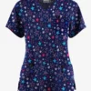 Butter-Soft Originals Summer Starburst Navy Women's 7-Pocket Curved V-Neck Printed Scrub Top 