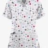 Butter-Soft Originals Summer Starburst Women's 3-Pocket Mock Wrap With Ties Printed Scrub Top 