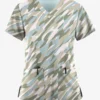 Easy STRETCH By Butter-Soft™ Camo Waves White Printed Women's 2-Pocket Mitered V-Neck Scrub Top