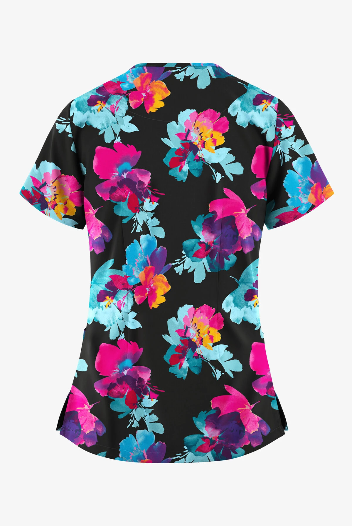 Easy STRETCH By Butter-Soft™ Sweet Blossoms Women's 2-Pocket Mitered V-Neck Printed Scrub Top - Image 2