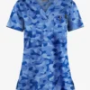 UA Butter-Soft STRETCH Camo Puzzle Royal Women's 1-Pocket V-Neck Print Scrub Top
