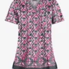 UA Butter-Soft STRETCH Day Dance Pewter Women's 1-Pocket V-Neck Print Scrub Top