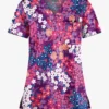Butter-Soft Izmir Floral Berry Burst Women's 1-Pocket V-Neck Tuck-In Print Scrub Top