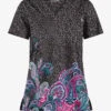 UA Butter-Soft STRETCH Jungle Paisley Pewter Women's 1-Pocket V-Neck Tuck-In Printed Scrub Top