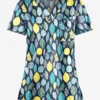 UA Butter-Soft STRETCH Swedish Leaves Navy Women's 1-Pocket V-Neck Tuck-In Print Scrub Top