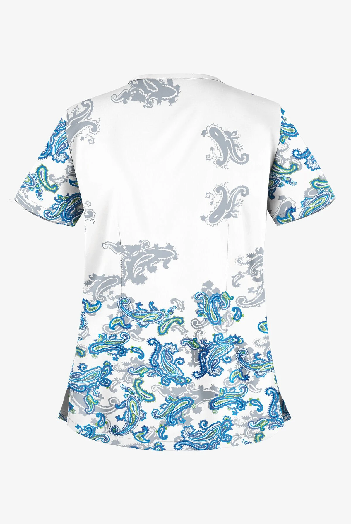 UA Butter-Soft STRETCH Paisley Shadows Women's 1-Pocket V-Neck Print Scrub Top - Image 2