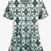 UA Butter-Soft STRETCH Desert Rose Black Printed Women's 2-Pocket V-Neck Scrub Top