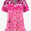 UA Butter-Soft STRETCH Floral Shadows Sweet Rose Women's 2-Pocket V-Neck Scrub Top