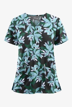 UA Butter-Soft STRETCH Happy Morning Floral Women's 2-Pocket V-Neck Print Scrub Top