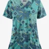 UA Butter-Soft STRETCH Mixed Medallion Navy Women's 2-Pocket V-Neck Print Scrub Top