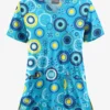 UA Butter-Soft STRETCH Odessa Floral Turquoise Women's 2-Pocket V-Neck Print Scrub Top