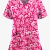 UA Butter-Soft STRETCH Pink Courage Fuchsia Women's 2-Pocket V-Neck Printed Scrub Top