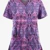 UA Butter-Soft STRETCH Romanian Ikat Orchid Women's 2-Pocket V-Neck Print Scrub Top
