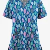 UA Butter-Soft STRETCH Swedish Leaves Royal Women's 2-Pocket V-Neck Print Scrub Top