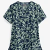 UA Butter-Soft STRETCH Floral Vines Navy Women's 2-Pocket V-Neck Print Scrub Top