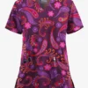 UA Butter-Soft STRETCH Vibrant Paisley Eggplant Women's 2-Pocket V-Neck Printed Scrub Top