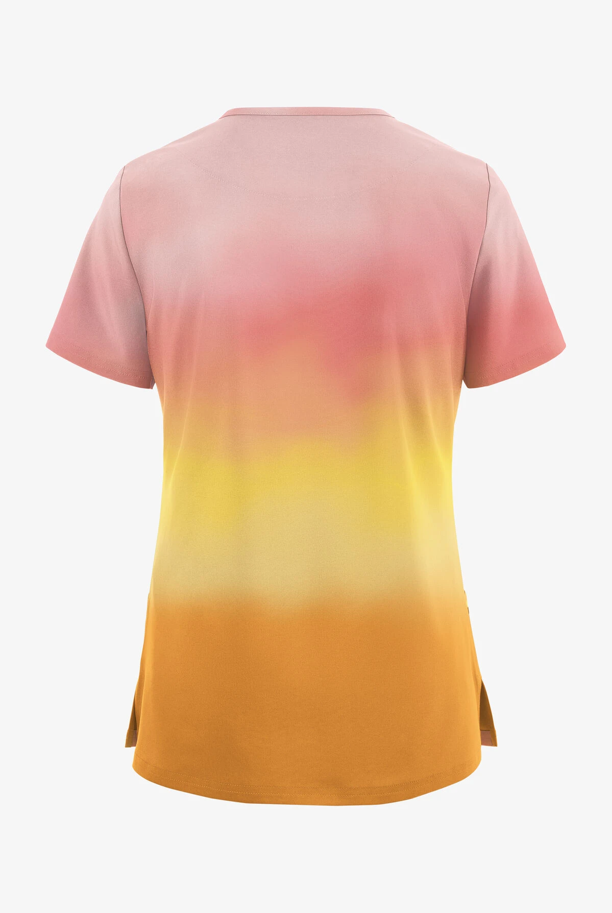 UA Butter-Soft STRETCH Evening Sky Ombre Apricot Sunset Women's 3-Pocket V-Neck With Trim Scrub Top - Image 2