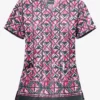 UA Butter-Soft STRETCH Day Dance Pewter Women's 2-Pocket V-Neck Print Scrub Top