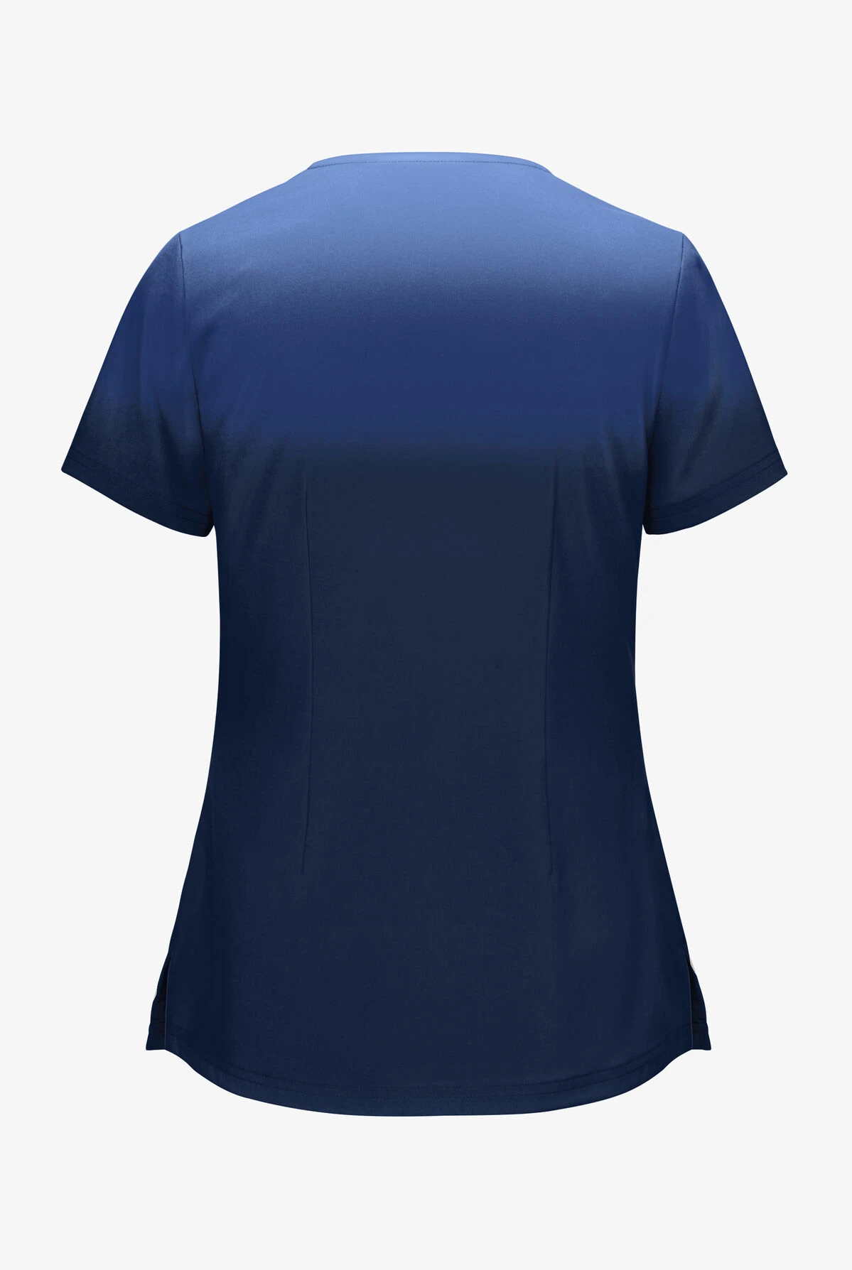 Butter-Soft STRETCH Prism Ombre Navy Women's 2-Pocket V-Neck Print Scrub Top - Image 2