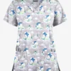 Butter-Soft Polar Holiday Silver Women's 4-Pocket Rounded V-Neck Printed Scrub Top