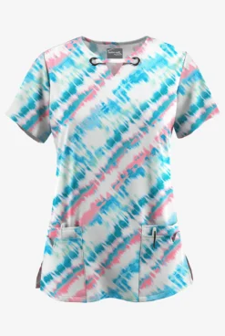UA Butter-Soft STRETCH Belize Ikat Women's 4-Pocket Grommet Printed Scrub Top