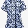 UA Butter-Soft STRETCH Desert Rose Navy Women's 4-Pocket Large Grommet Print Scrub Top