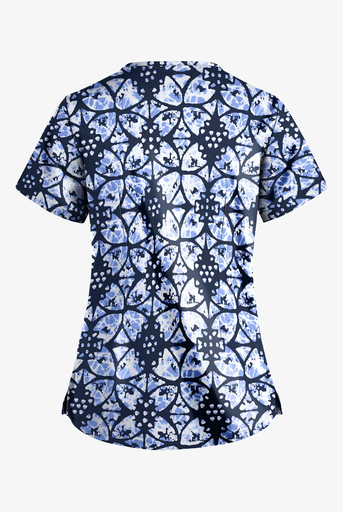 UA Butter-Soft STRETCH Desert Rose Navy Women's 4-Pocket Large Grommet Print Scrub Top - Image 2