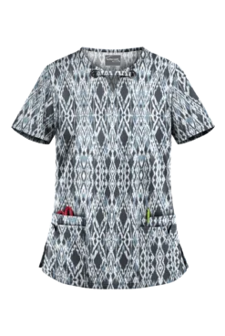 UA Butter-Soft STRETCH Kasih Ikat Women's 4-Pocket V-Neck Print Scrub Top